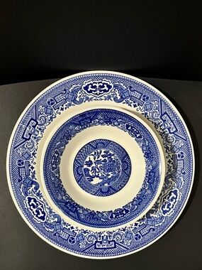 Willow Ware By Royal China 3 pieces blue and white lg plate, sm plate, sm bowl